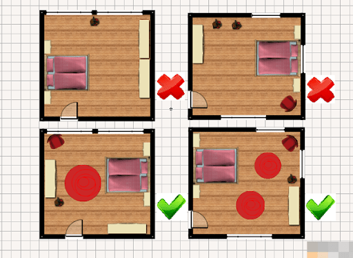 Tuyệt đối không được kê giường ngủ hướng thẳng với cửa phòng